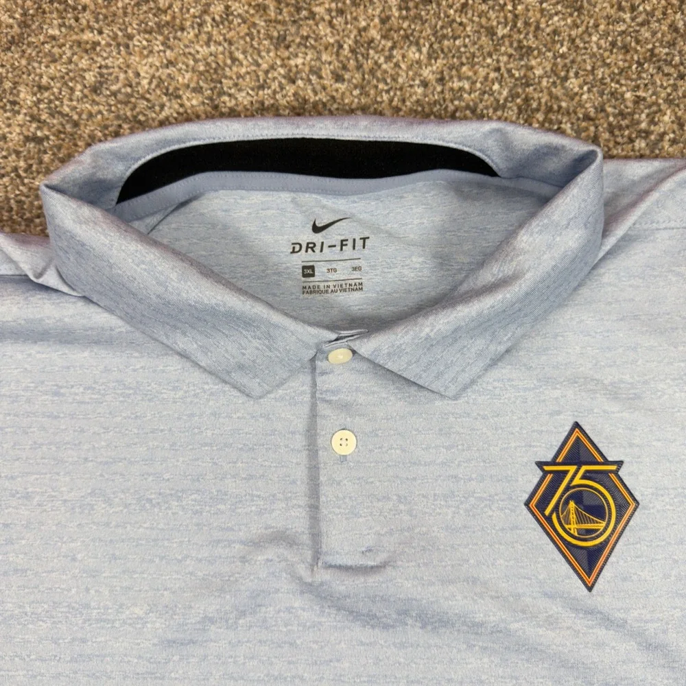Nike Mens Golden State Warriors NBA 75th Anniversary Dri-FIT Polo Shirt Blue 3XL
